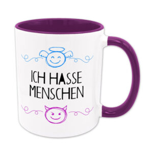Ich hasse Menschen - Tasse - Engel & Teufel Serie - violett