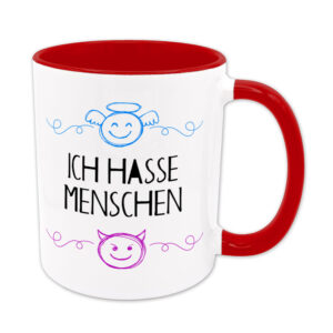 Ich hasse Menschen - Tasse - Engel & Teufel Serie - rot