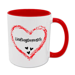 Lieblingsmensch - rotes Herz - Tasse - rot