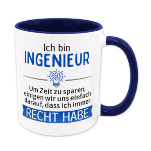 Ingenieur Papa Tasse – Lustige Geschenkidee Für Technik-Fans – Blau, Spülmaschinenfest, Aus Deutschland