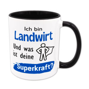 Ich bin Landwirt. Und was ist deine Superkraft? - Tasse - schwarz