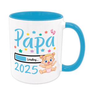 Papa Loading 2025 (Mädchen) - Tasse - blau