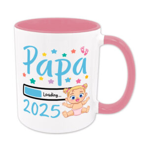 Papa Loading 2025 (Mädchen) - Tasse - rosa