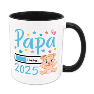 Papa Loading 2025 (Mädchen) - Tasse - schwarz