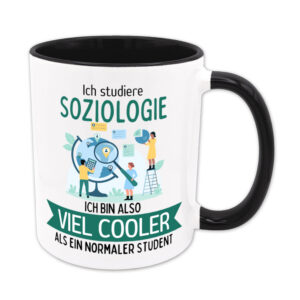 Ich studiere Soziologie, ich bin also viel cooler als ein normaler Student - Studententasse - schwarz