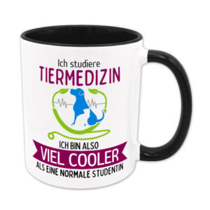 Ich studiere Tiermedizin, ich bin also viel cooler als eine normale Studentin - Tasse - schwarz
