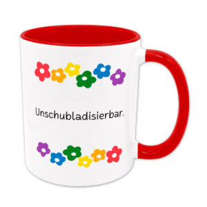 Unschubladisierbar - Blumen - lustige Sprüchetasse - Kaffeebecher - rot