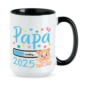 Papa Loading 2025 (Mädchen) - XL-Tasse - Geschenk - Kaffeebecher - schwarz