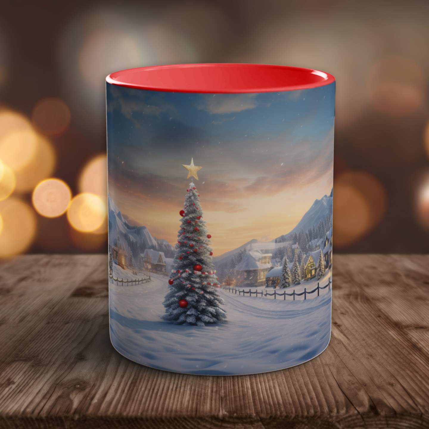 Tasse Weihnachtsbaum im Bergdorf 💕 – Bild 4