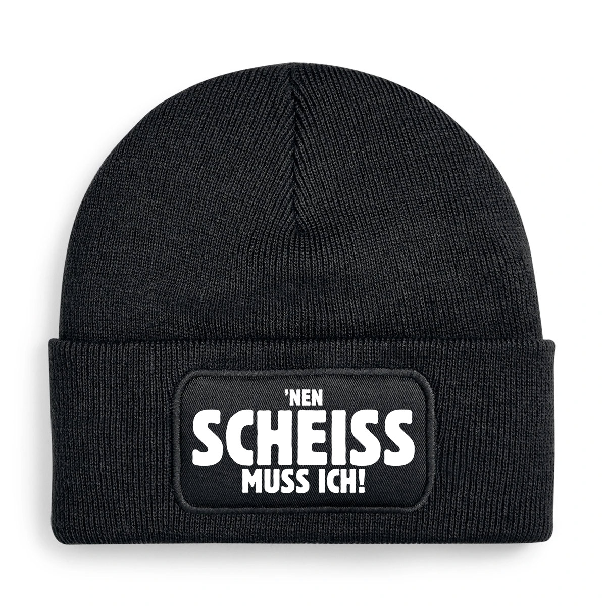 Mütze (Beanie) schwarz: 'NEN SCHEISS MUSS ICH!