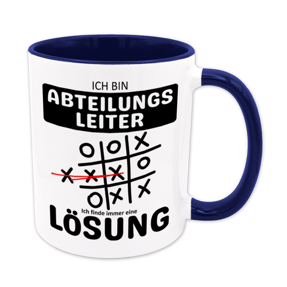 Tasse dunkelblau: Ich bin Abteilungsleiter - Ich finde immer eine Lösung - Tic Tac Toe