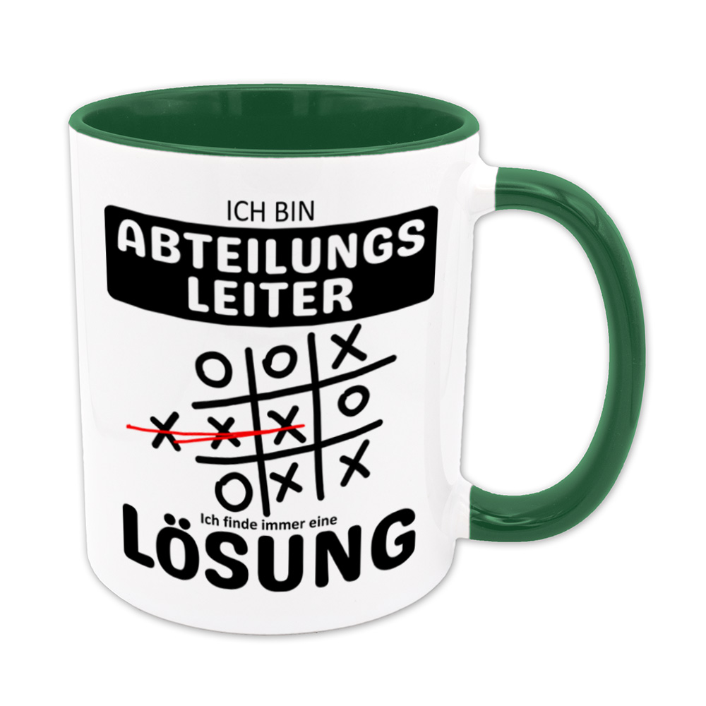 Tasse dunkelgrün: Ich bin Abteilungsleiter - Ich finde immer eine Lösung - Tic Tac Toe