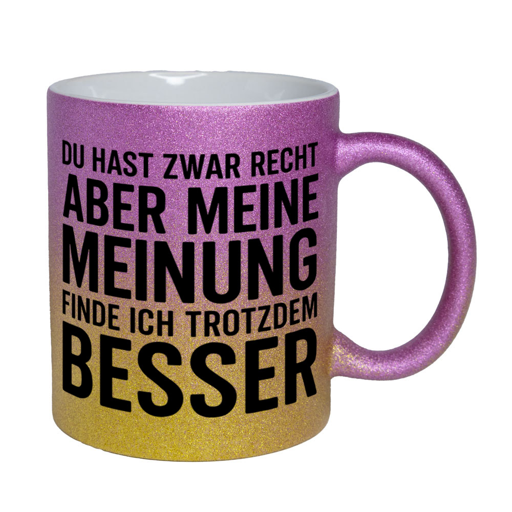 Glitzertasse Kein Chaot - Ich hab System 💕 Sprüchetasse lustig – Bild 10