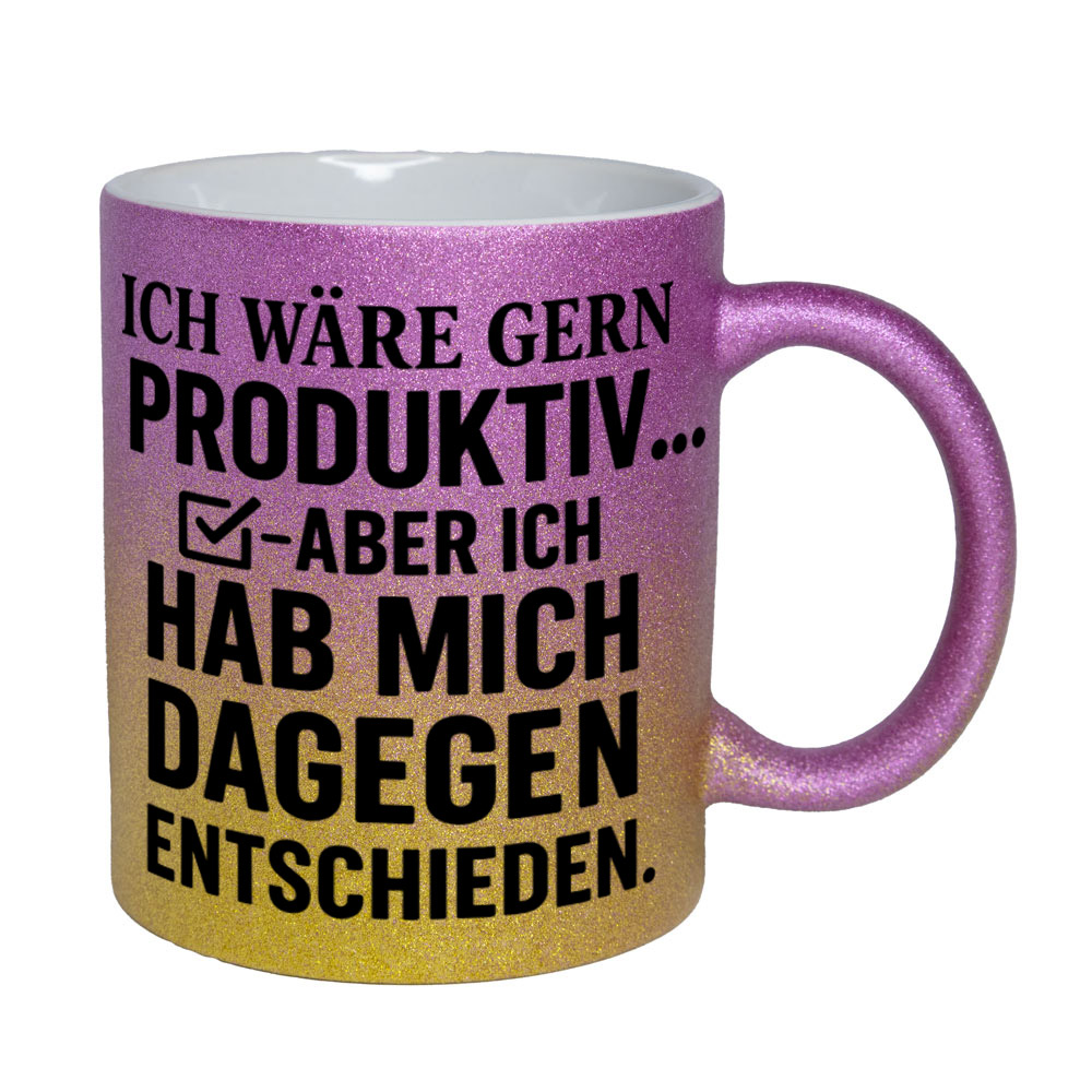 Glitzertasse Ich wäre gerne produktiv ...💕 Sprüchetasse lustig – Bild 10