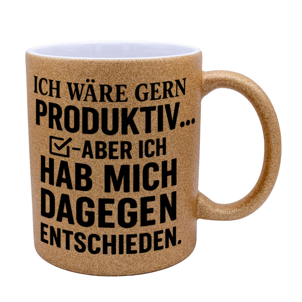 Glitzertasse Ich wäre gerne produktiv ...💕 Sprüchetasse lustig – Bild 11