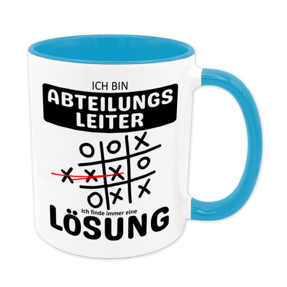Tasse hellblau: Ich bin Abteilungsleiter - Ich finde immer eine Lösung - Tic Tac Toe