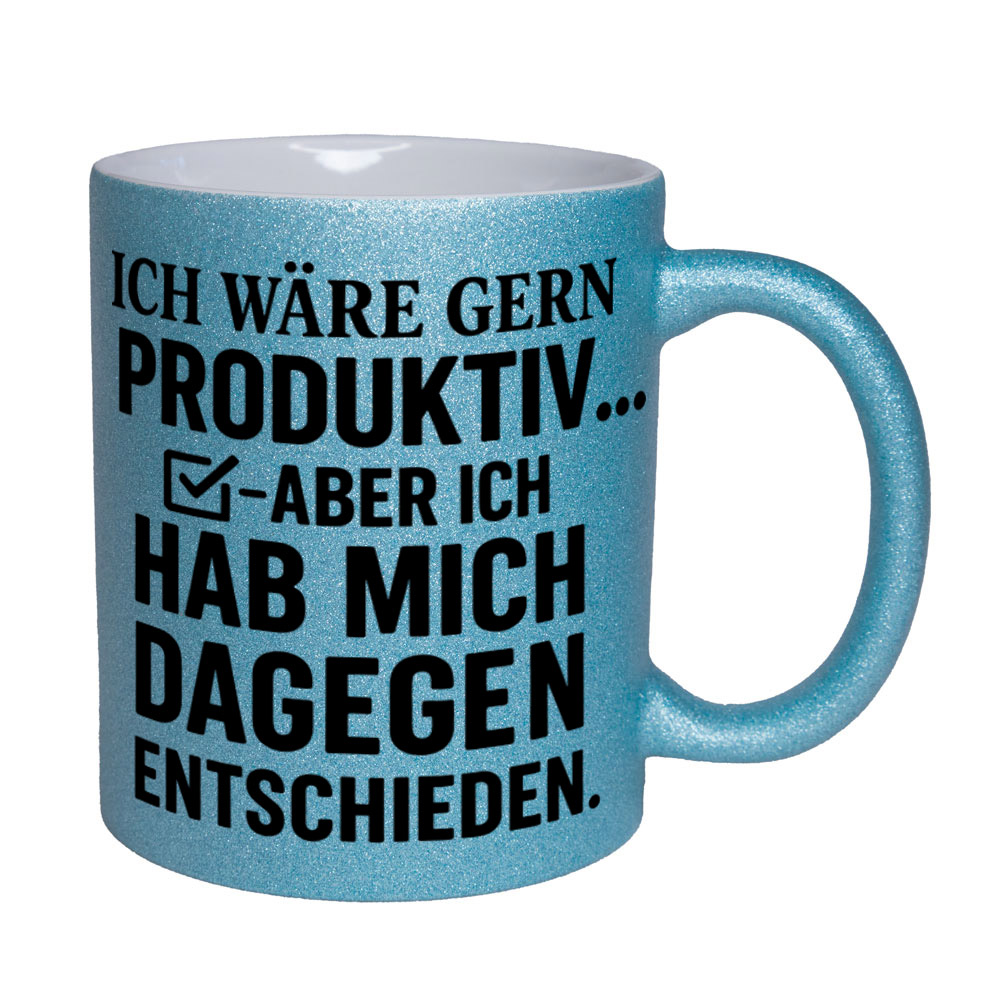Glitzertasse Ich wäre gerne produktiv ...💕 Sprüchetasse lustig – Bild 9