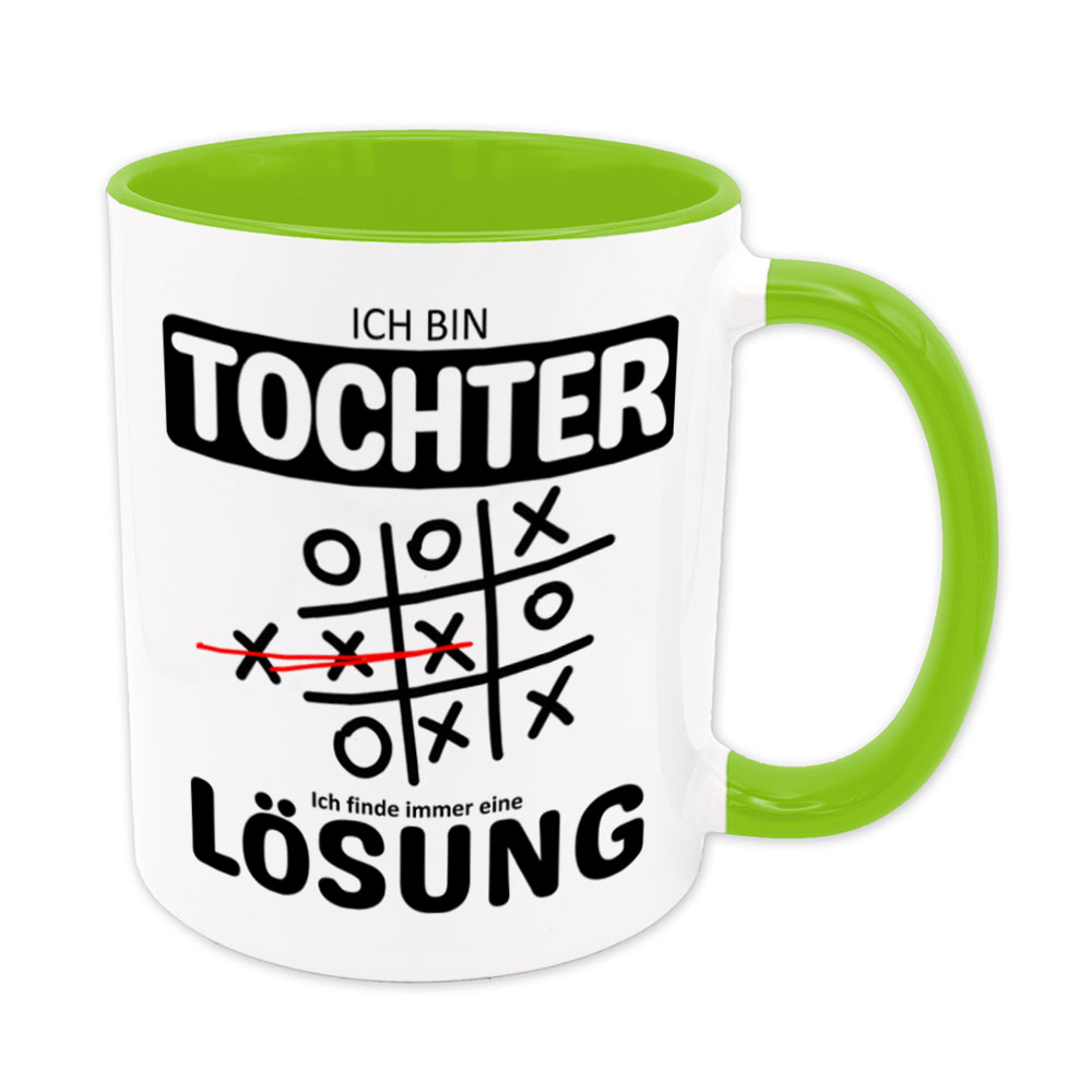 Tasse hellgrün: Ich bin Tochter - Ich finde immer eine Lösung - Tic Tac Toe