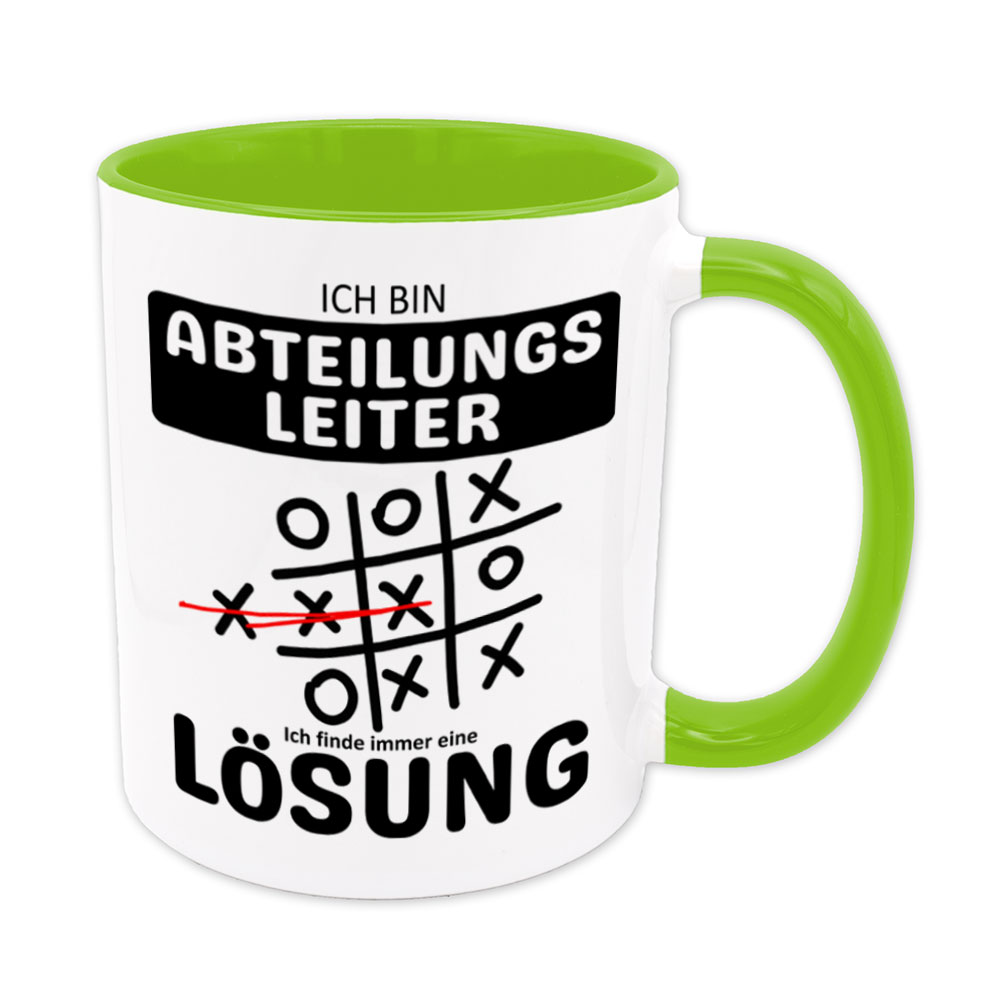 Tasse hellgrün: Ich bin Abteilungsleiter - Ich finde immer eine Lösung - Tic Tac Toe