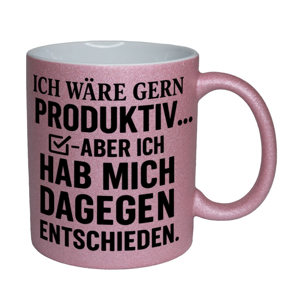 Glitzertasse Ich wäre gerne produktiv ...💕 Sprüchetasse lustig – Bild 8