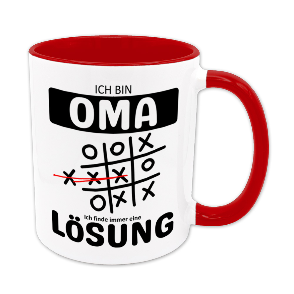Tasse rot: Ich bin Oma - Ich finde immer eine Lösung - Tic Tac Toe