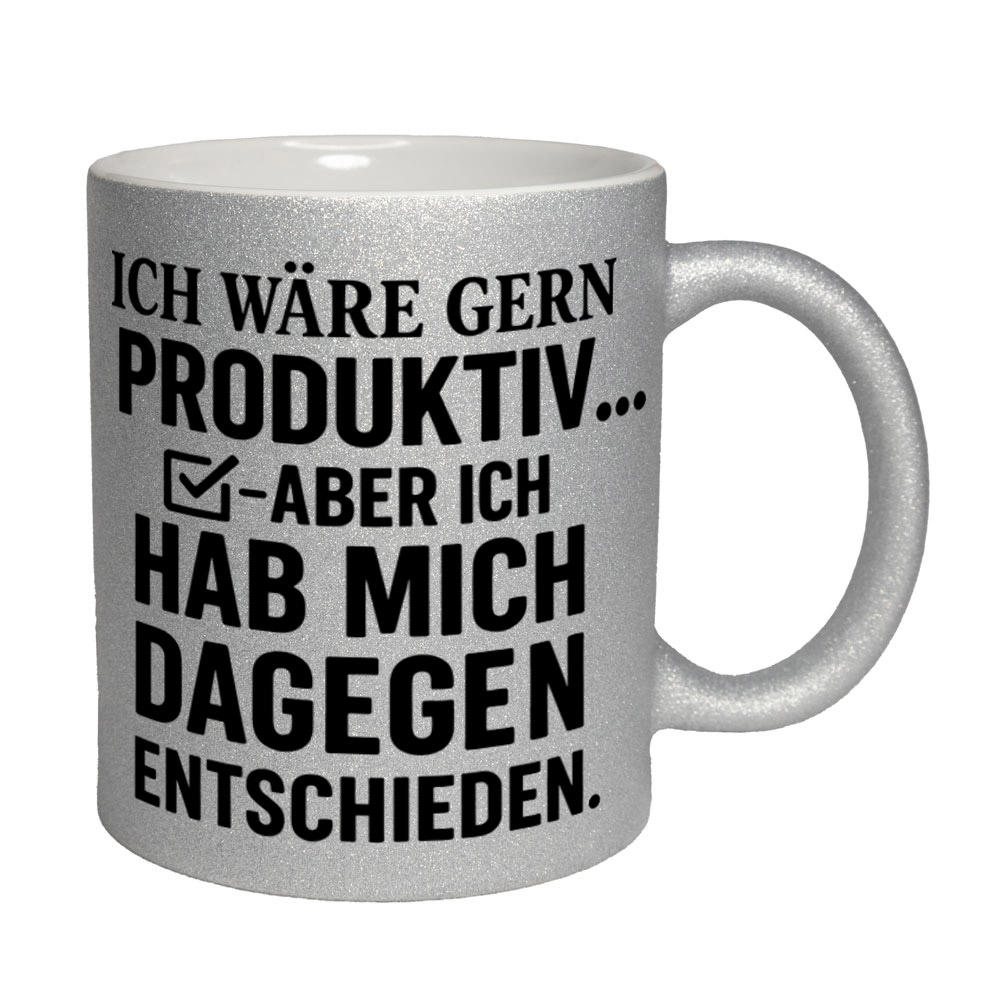 Glitzertasse Ich wäre gerne produktiv ...💕 Sprüchetasse lustig – Bild 7