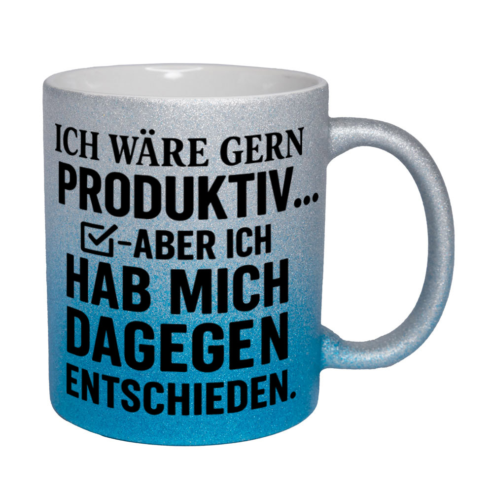 Glitzertasse Ich wäre gerne produktiv ...💕 Sprüchetasse lustig – Bild 6