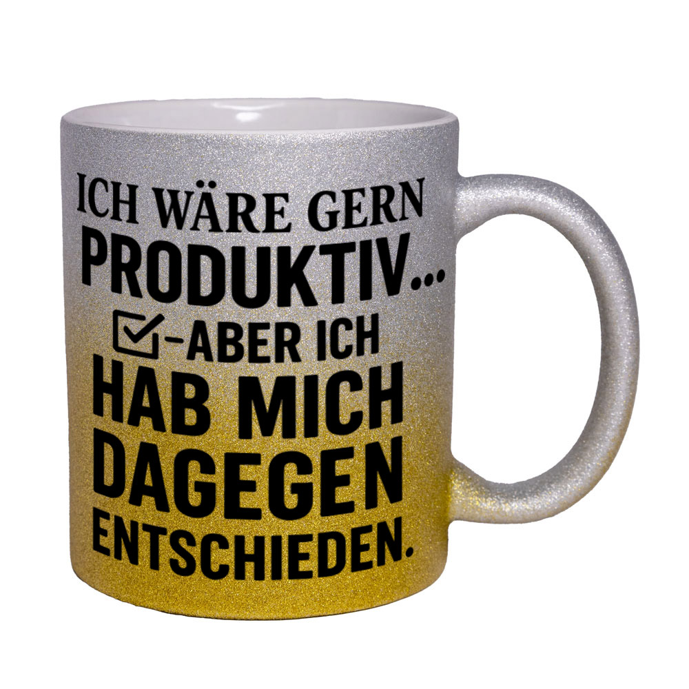 Glitzertasse Ich wäre gerne produktiv ...💕 Sprüchetasse lustig – Bild 5