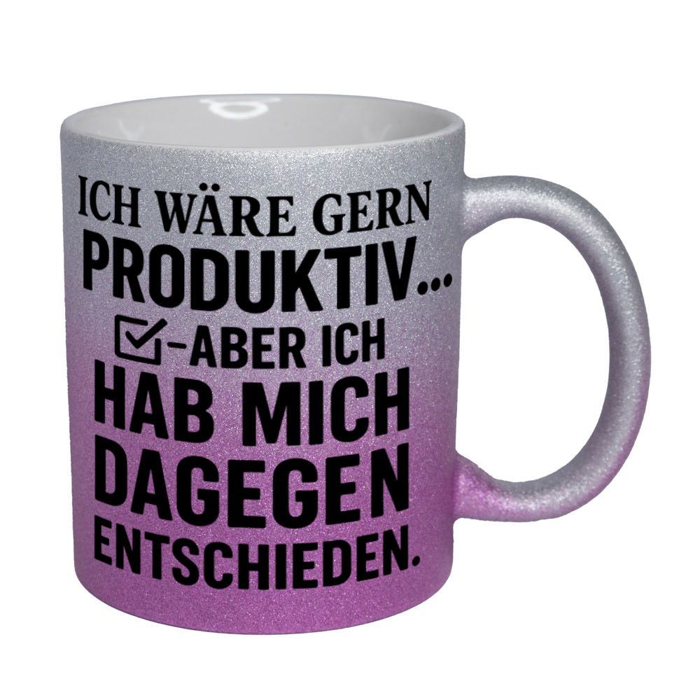 Glitzertasse Ich wäre gerne produktiv ...💕 Sprüchetasse lustig – Bild 4