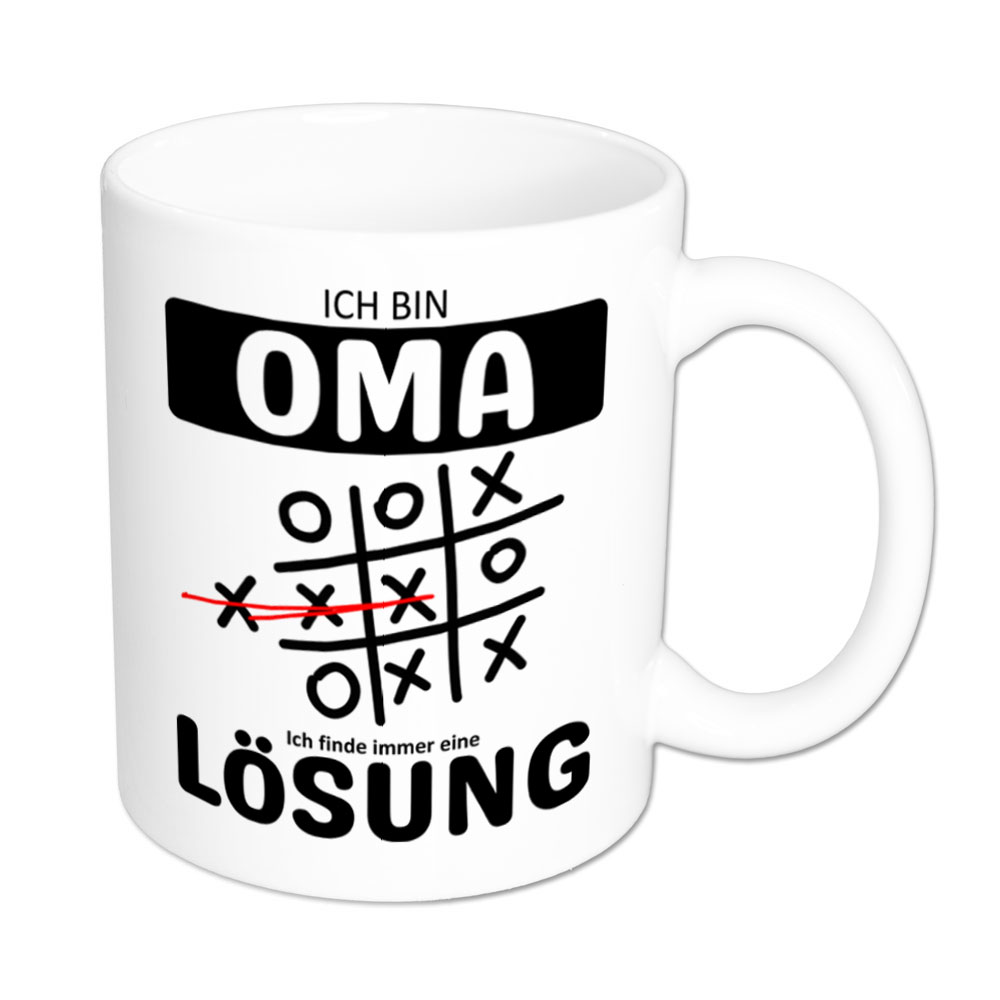 Tasse weiß: Ich bin Oma - Ich finde immer eine Lösung - Tic Tac Toe