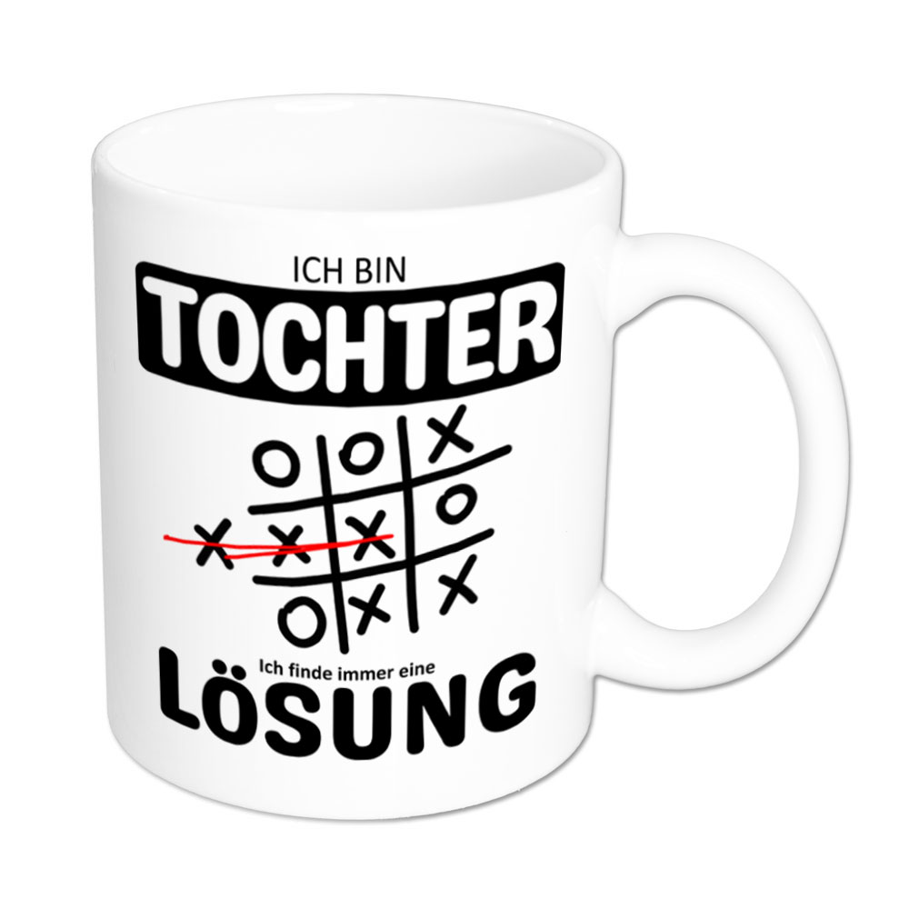 Tasse weiß: Ich bin Tochter - Ich finde immer eine Lösung - Tic Tac Toe